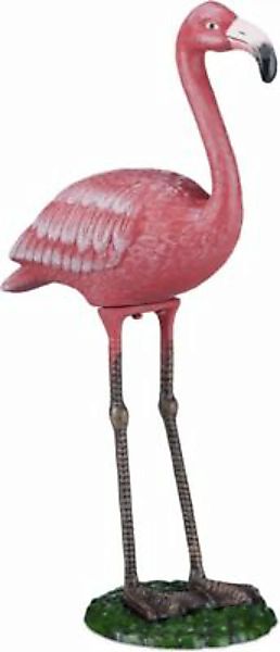 relaxdays 1 x Dekofigur Flamingo Gusseisen L mehrfarbig günstig online kaufen