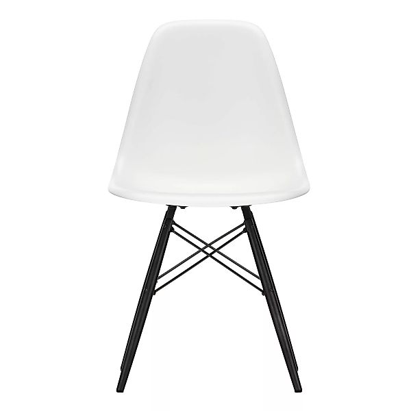 Vitra - Eames Plastic Side Chair DSW Gestell Ahorn schwarz - weiß/Sitzschal günstig online kaufen