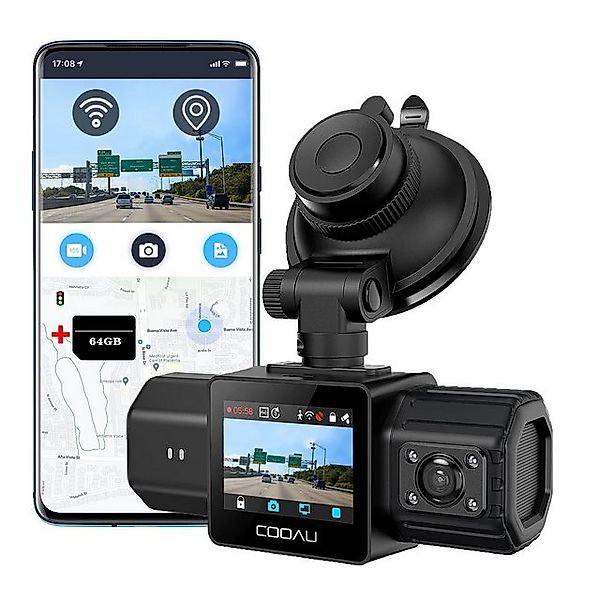 COOAU Dashcam vorne hinten 2.5K+1080P, WiFi Auto Kamera mit 32GB Karte Dash günstig online kaufen