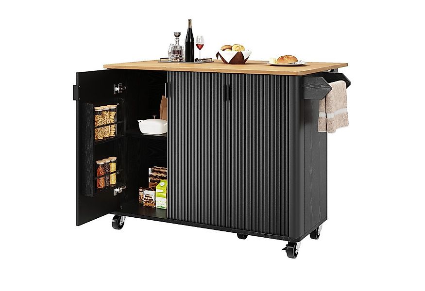i@home Küchenwagen ausziehbarer Kücheninsel mit Holzmaserung, 130x45(75)x92 günstig online kaufen