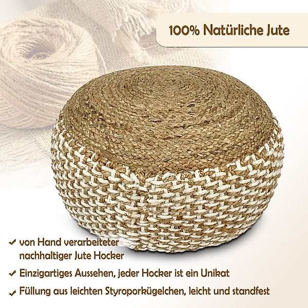 Amagohome Sitzhocker Sitzhocker Sitzpouf Jute Bodenkissen günstig online kaufen