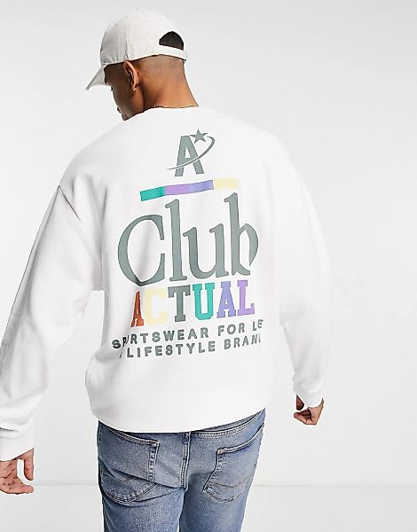 ASOS Actual – Oversize-Sweatshirt in Weiß mit „Club Actual“-Grafikprint auf günstig online kaufen