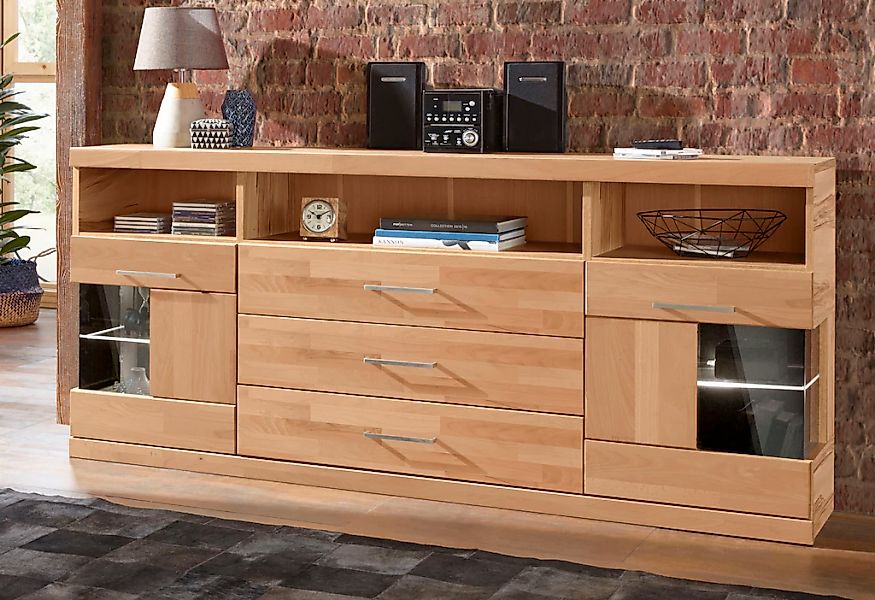 OTTO home Sideboard "Ribe,180cm breit, Fronten Massivholz,7 Fächer,Böden ve günstig online kaufen