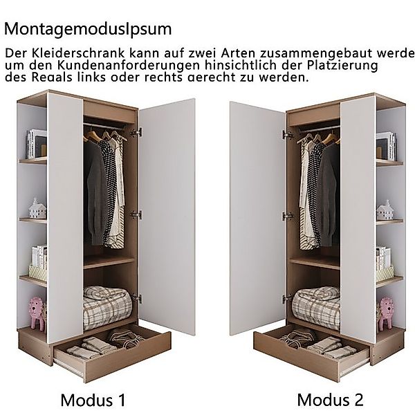 STILVORA Kleiderschrank 70×40×170 mit Einlegeböden und Schubladen,eintürige günstig online kaufen