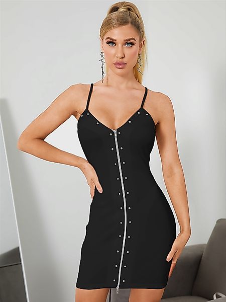 YOINS Spaghetti Zip Front ärmelloser Mini Kleid günstig online kaufen