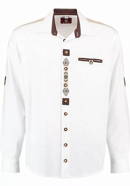 OS-Trachten Trachtenhemd Fihud Langarmhemd mit Edelweiß-Stickerei auf der K günstig online kaufen
