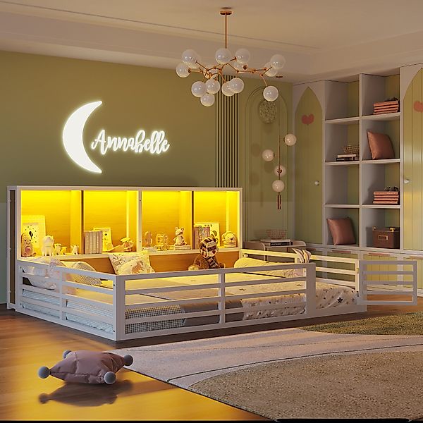 Flieks Kinderbett, Zaunbett Bodenbett Metallbett 140x200cm günstig online kaufen