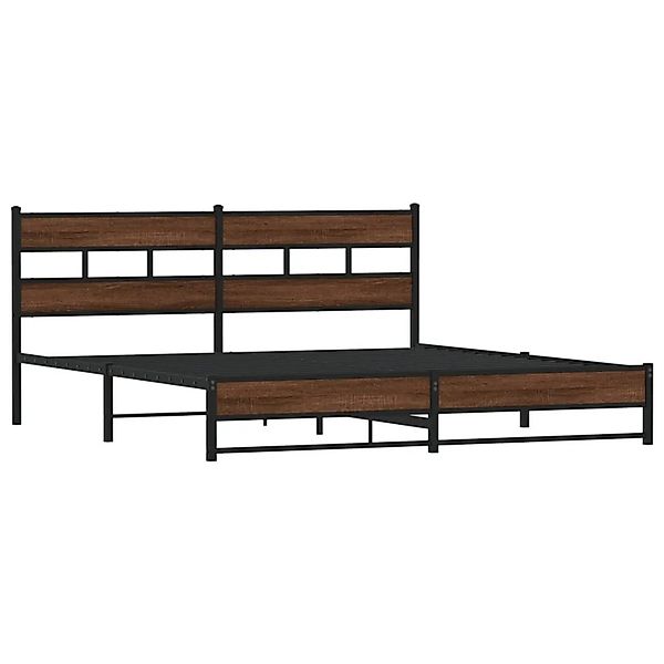 vidaXL Metallbett ohne Matratze Braun Eichen-Optik 200x200 cm 3308515 günstig online kaufen