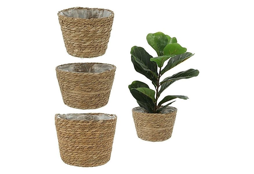 Blumentopf Pflanztopf rund Pflanzkorb Korb Übertopf natur braun Pflanzentop günstig online kaufen