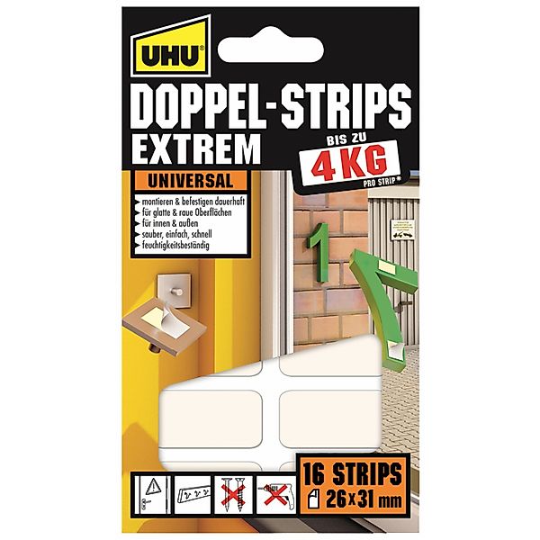 UHU Klebepad UHU Doppelstrips extrem 16 Stück günstig online kaufen