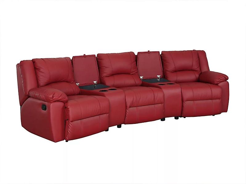 Relaxsofa 3-Sitzer - Leder - Rot - AROMA günstig online kaufen