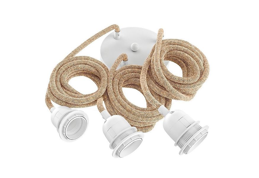 Hoopzi Pendelleuchte Hang 3 Pendelleuchte Textilkabel 3 X E27 Fassung Retro günstig online kaufen