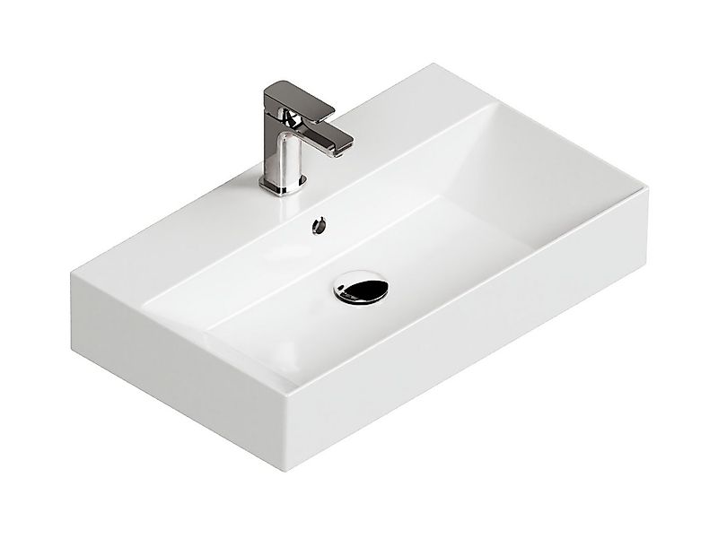 Aqua Bagno Waschbecken Aufsatzwaschbecken 70cm weiß eckig wandhängend Wasch günstig online kaufen