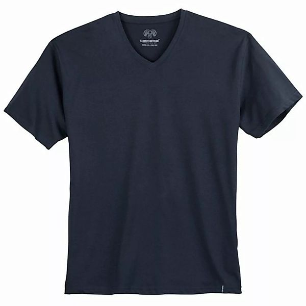 CECEBA V-Shirt Große Größen Herren V-Neck T-Shirt navy Ceceba günstig online kaufen