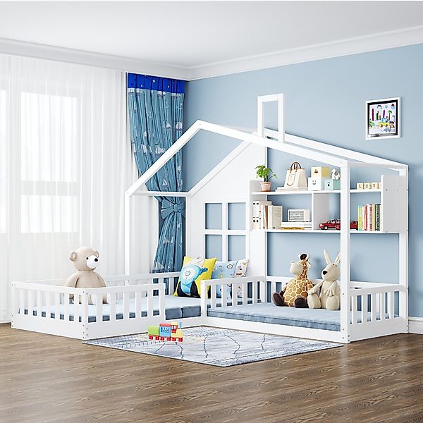 Flieks Kinderbett, Hausbett Doppelbett mit Fenster günstig online kaufen