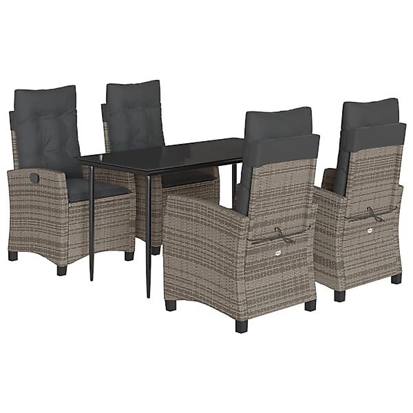 vidaXL 5-Tlg Garten-Essgruppe mit Kissen Grau Poly Rattan 3212785 günstig online kaufen