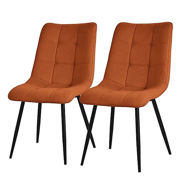 ML-Design Esszimmerstühle 2Er Set Orange mit Stoffbezug mit Rückenlehne günstig online kaufen