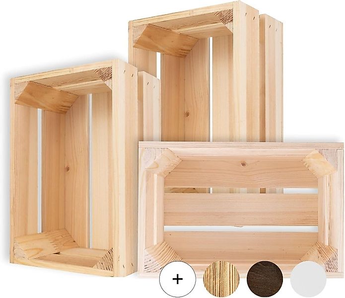 Creative Deco Holzkiste 3x Weinkisten Set Obstkiste Holz (3 Kisten) günstig online kaufen