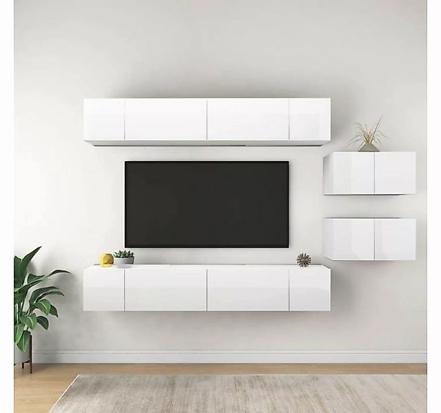 furnicato TV-Schrank TV-Schränke 8 Stk. Hochglanz-Weiß Holzwerkstoff günstig online kaufen