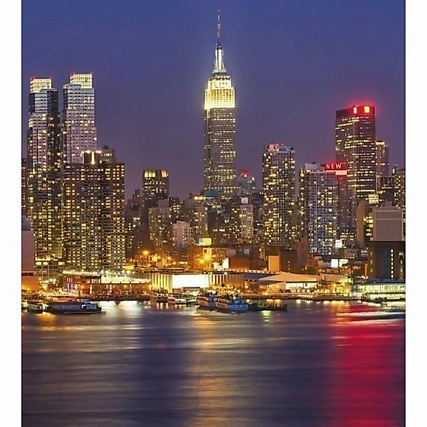 Fototapete MANHATTAN AT NIGHT  | MS-3-0003 | Blau | Digitaldruck auf Vliest günstig online kaufen