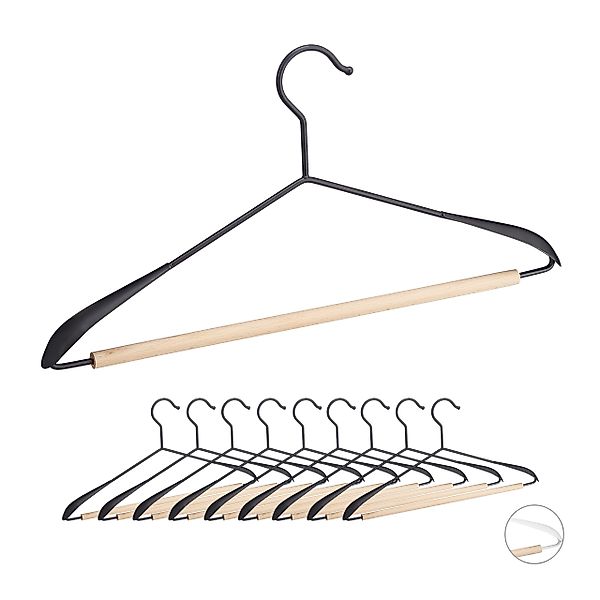 relaxdays Kleiderbügel im 10er Set, Schwarz günstig online kaufen