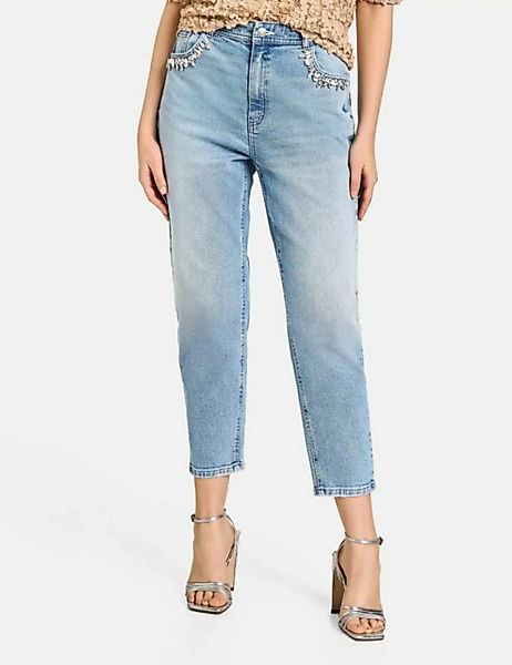 Taifun Stretch-Jeans 7/8 Jeans mit Strasssteinen Mom Fit günstig online kaufen
