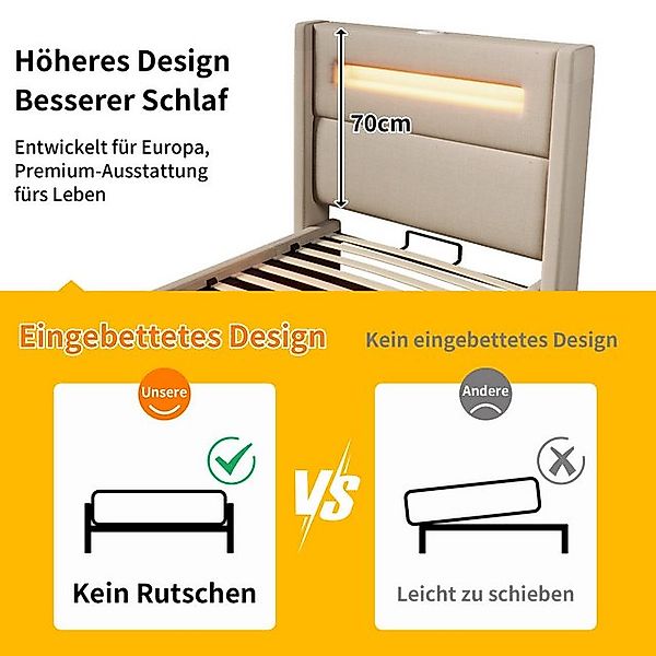 OKWISH Polsterbett Stauraumbett mit hydraulischem Stauraum (Jugendbett, Str günstig online kaufen