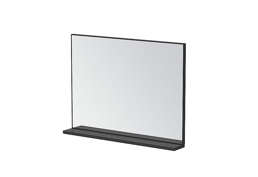 AQUALAVOS Spiegel Badspiegel mit Ablage Aluminiumrahmen Schwarz matt Wandsp günstig online kaufen