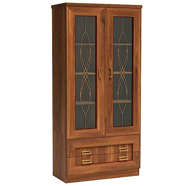 Lomadox Vitrine TEORA-161 in Eiche Alteiche Standvitrine Glastüren mit Verz günstig online kaufen