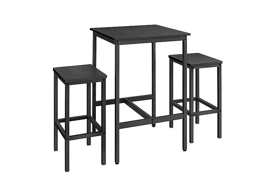 VASAGLE Bartisch Bartisch-Set, Esstisch(60 x 60 x 90 cm) mit 2 Barhochern günstig online kaufen
