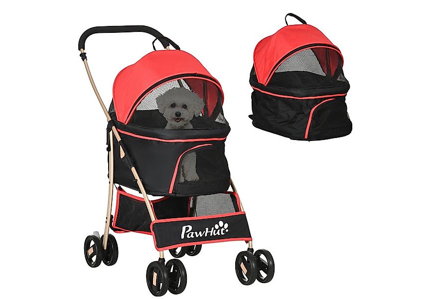 PawHut Hundebuggy mit Kissen, 4 Rädern, Netzfenster, (Hundewagen, 1-tlg), f günstig online kaufen