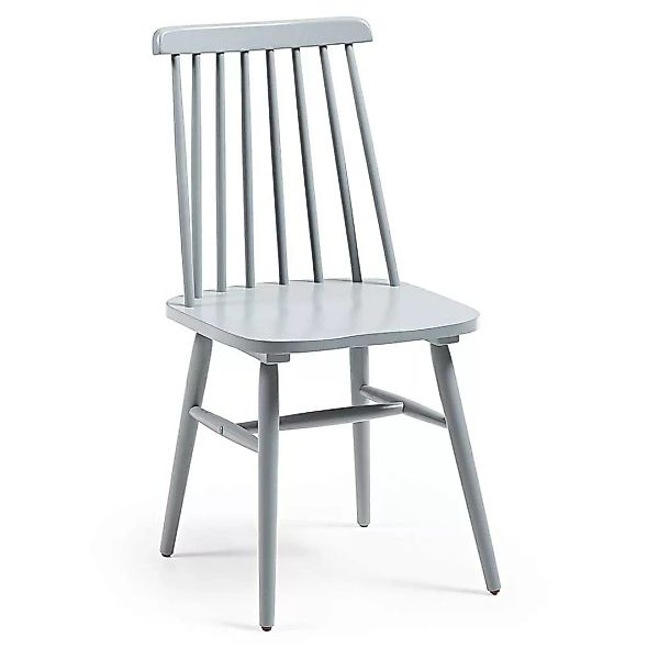 Massivholz Stühle in Hellgrau verstrebter Rückenlehne (2er Set) günstig online kaufen