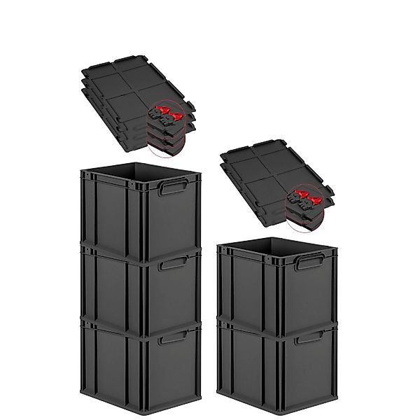 PROREGAL SuperSparSet 5x Eurobox Nextgen Grip Mit Scharnierdeckel Und Roten günstig online kaufen