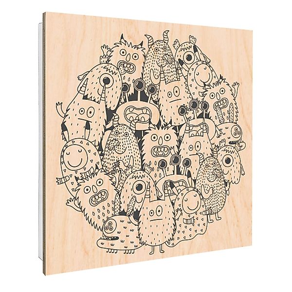 Banjado Schlüsselkasten mit Holzfront 30x30cm Weiß Scharnier Links 50 Haken günstig online kaufen