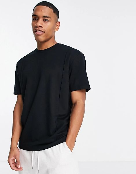 Topman – Lounge-T-Shirt in Schwarz mit Biesen günstig online kaufen