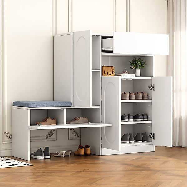 Flieks Schuhschrank Schuhkommode mit gepolsterter Sitzbank günstig online kaufen