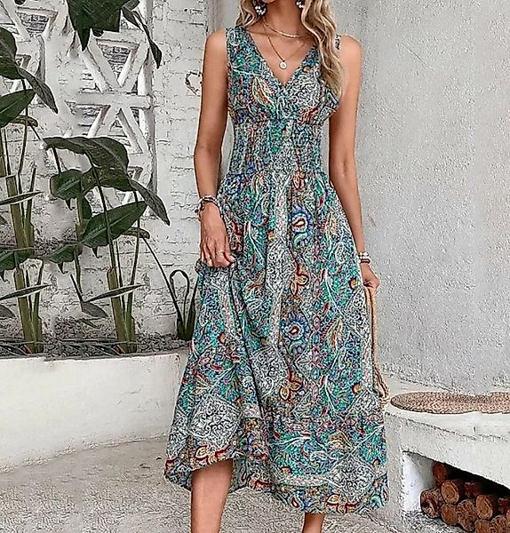 AFAZ New Trading UG Maxikleid Stilvolles, ärmelloses Boho-Kleid mit hoher T günstig online kaufen