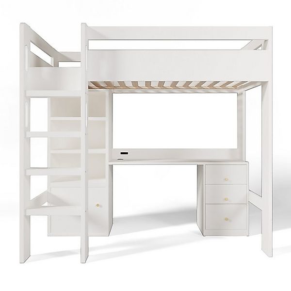 MC Star Kinderbett Hochbett mit USB-C Schreibtisch, Kleiderschrank und Akte günstig online kaufen
