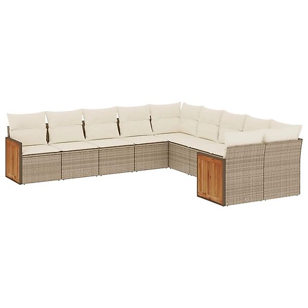vidaXL 10-Tlg Garten-Sofagarnitur mit Kissen Beige Poly Rattan 3228032 günstig online kaufen