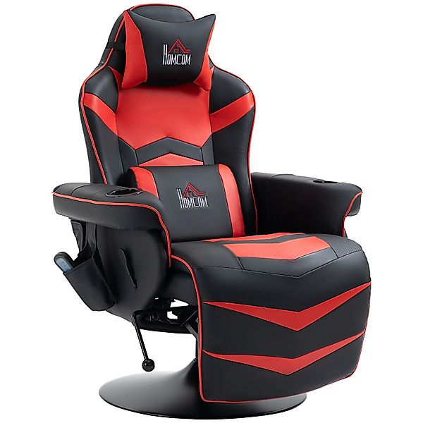 HOMCOM Relaxsessel mit Massagefunktion Liegefunktion Drehbar Kunstleder Rot günstig online kaufen