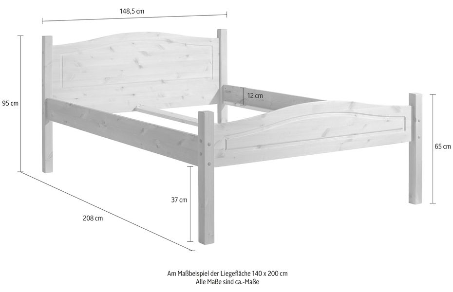 Home affaire Massivholzbett "Bolton" aus massivem Kiefernholz, in unterschi günstig online kaufen