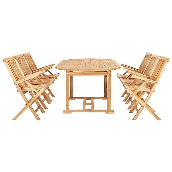 vidaXL 7-tlg Garten-Essgruppe 150-200 x 100 x 75 cm Massivholz Teak günstig online kaufen