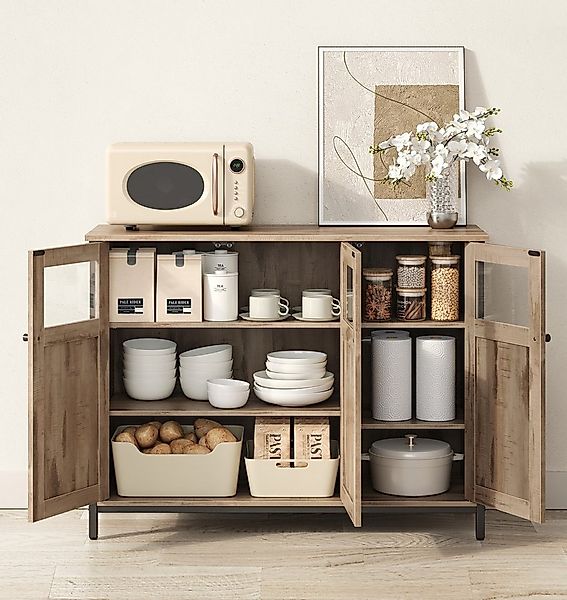 VASAGLE Sideboard Küchenschrank (Aufbewahrungsschrank, Stahlrahmen, Industr günstig online kaufen