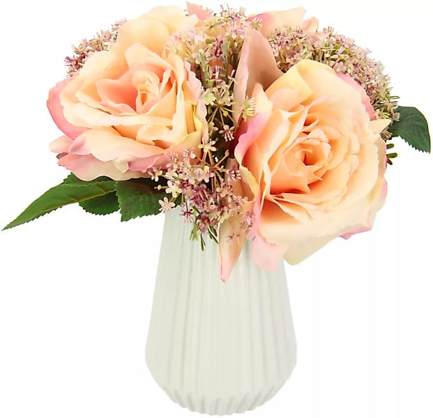 I.GE.A. Kunstblume "Rosen-Arrangement in Vase aus Keramik Blumengesteck Dek günstig online kaufen