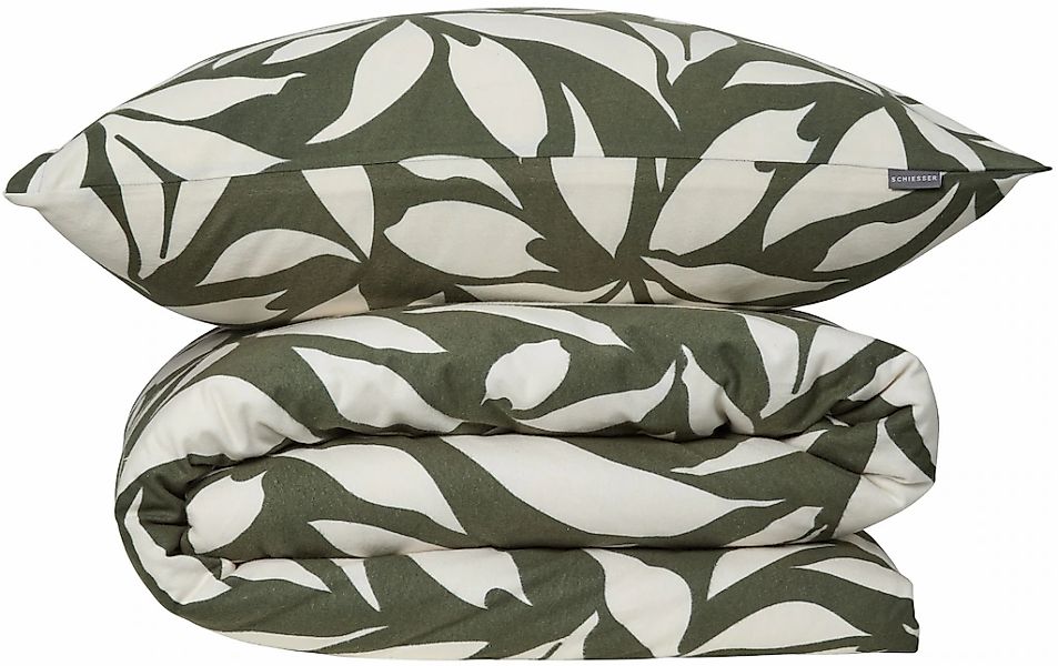 Schiesser Bettwäsche "Leaf aus weichem Baumwollflanell mit floralem Muster" günstig online kaufen