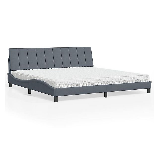 furnicato Bettgestell Bett mit Matratze "Hanko" Dunkelgrau 200x200 cm Samt günstig online kaufen