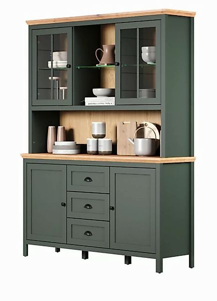 Furn.Design Buffet Stanton (Buffetschrank in Landhaus grün mit Eiche, 146 x günstig online kaufen