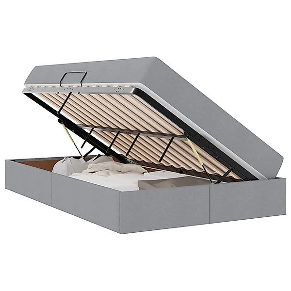 vidaXL Stauraumbett mit Matratze Hellgrau 120 x 190 cm Polyester 3399646 günstig online kaufen