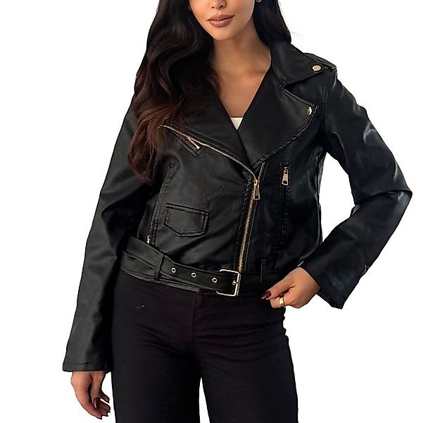 Ital-Design Lederimitatjacke Moderne Bikerjacke aus Kunstleder für Damen (9 günstig online kaufen