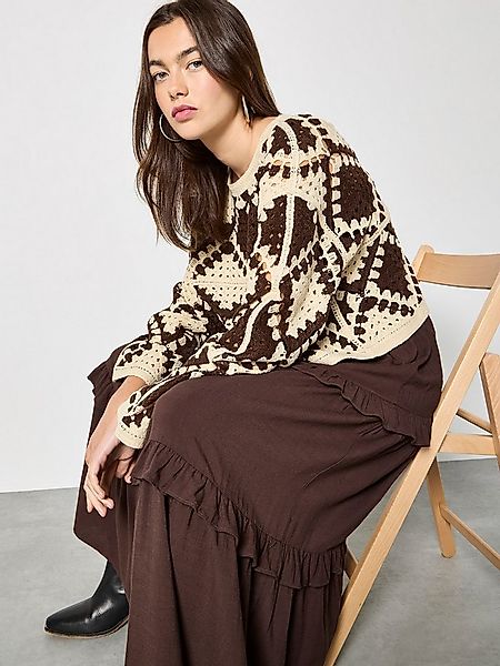 Apricot Spitzenshirt Crochet Diamonds Cropped Pullover Häkelarbeit günstig online kaufen